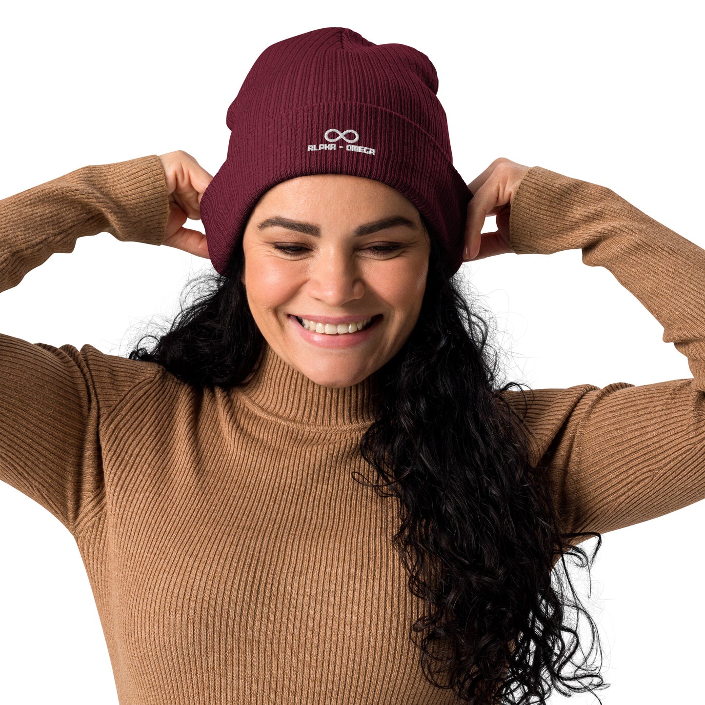 ** Infinity ** Organic ribbed beanie white design