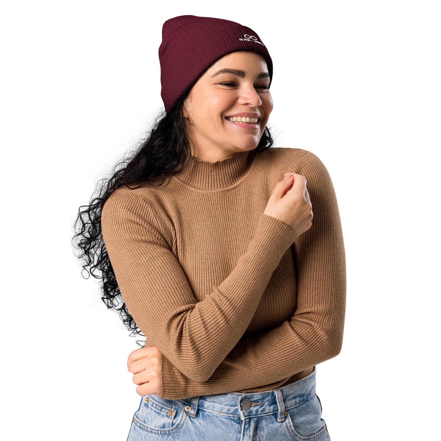** Infinity ** Organic ribbed beanie white design